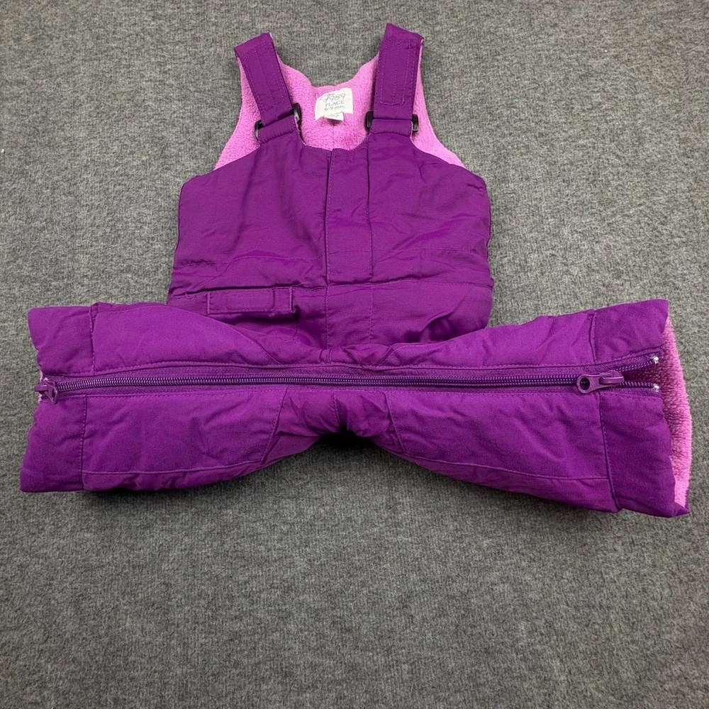The Children's Place Purple Fleece Lined Snow Bib‎ Overalls 6-9 Mo. Cold Gear